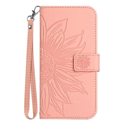 For Motorola Moto G Play (2025) 4G / G Power (2025) Case Sunflower Imprint Leather Wallet Phone Cover with Wrist Strap