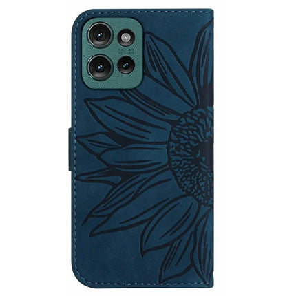 For Motorola Moto G Play (2025) 4G / G Power (2025) Case Sunflower Imprint Leather Wallet Phone Cover with Wrist Strap