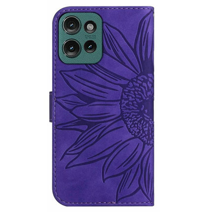 For Motorola Moto G Play (2025) 4G / G Power (2025) Case Sunflower Imprint Leather Wallet Phone Cover with Wrist Strap