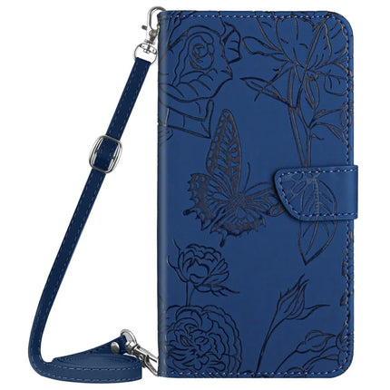 For Motorola Moto G Play (2025) 4G / G Power (2025) Case Butterfly Flower Imprint Leather Phone Cover with Shoulder Strap