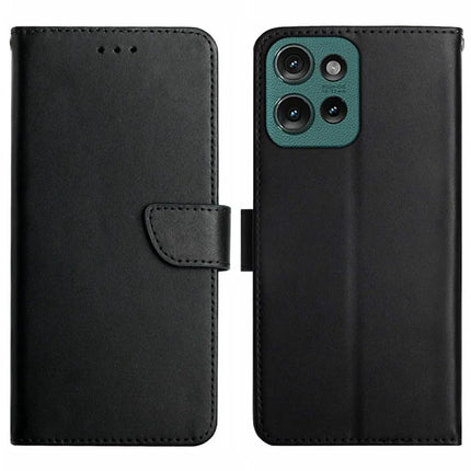 For Motorola Moto G Play (2025) 4G / G Power (2025) Case Genuine Cow Leather Phone Cover Nappa Texture - Black