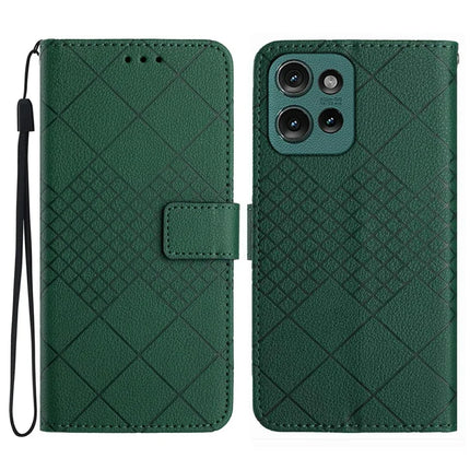 For Motorola Moto G Play (2025) 4G / G Power (2025) Wallet Phone Case Imprint PU Leather Flip Folio Cover - Green