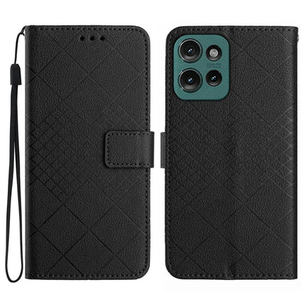For Motorola Moto G Play (2025) 4G / G Power (2025) Wallet Phone Case Imprint PU Leather Flip Folio Cover - Black