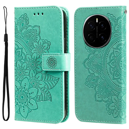 For Honor Magic7 5G Case PU Leather Wallet Floral Phone Cover Stand View - Green