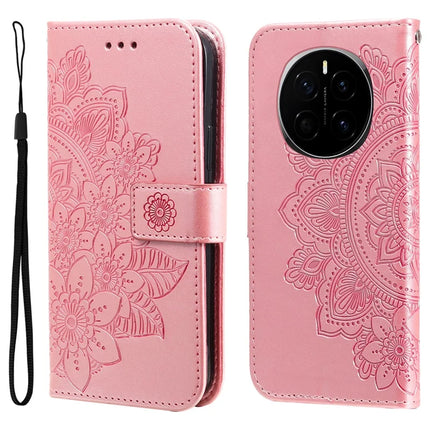 For Honor Magic7 5G Case PU Leather Wallet Floral Phone Cover Stand View - Pink