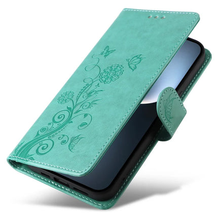 For Honor Magic7 5G Leather Case Butterfly Floral Imprint Wallet Stand Cover