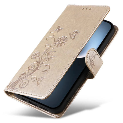 For Honor Magic7 5G Leather Case Butterfly Floral Imprint Wallet Stand Cover