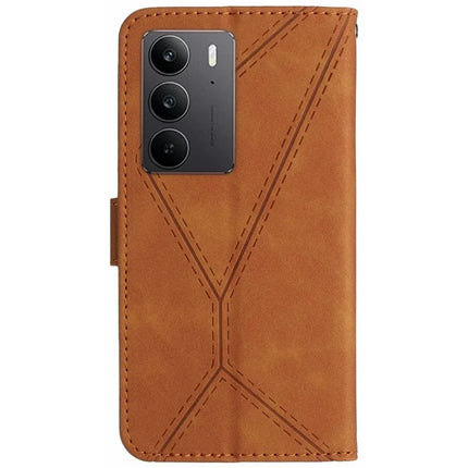 For Realme C75 Case Skin Touch Lines PU Leather Flip Phone Cover