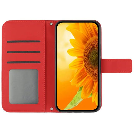 For Realme C75 Case Sunflower Imprint PU Leather Phone Cover with Long Strap