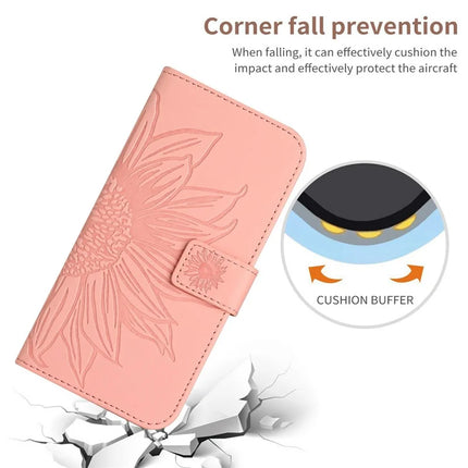 For Realme C75 Case Sunflower Imprint PU Leather Phone Cover with Long Strap