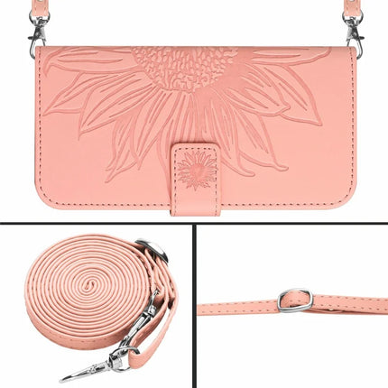 For Realme C75 Case Sunflower Imprint PU Leather Phone Cover with Long Strap