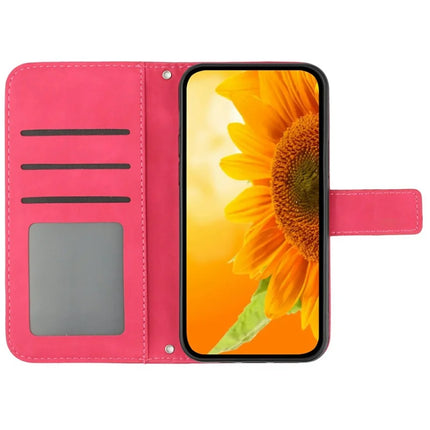 For Realme C75 Case Sunflower Imprint PU Leather Phone Cover with Long Strap
