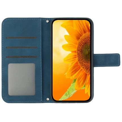 For Realme C75 Case Sunflower Imprint PU Leather Phone Cover with Long Strap