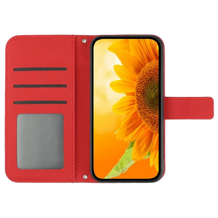 For Realme C75 Case Sunflower Imprint Leather Wallet Phone Cover with Wrist Strap