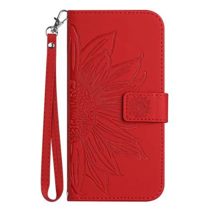 For Realme C75 Case Sunflower Imprint Leather Wallet Phone Cover with Wrist Strap