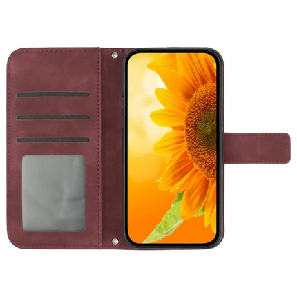 For Realme C75 Case Sunflower Imprint Leather Wallet Phone Cover with Wrist Strap