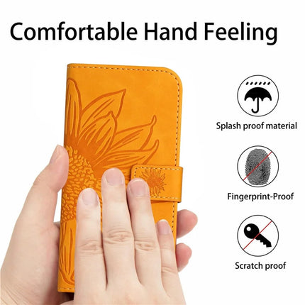 For Realme C75 Case Sunflower Imprint Leather Wallet Phone Cover with Wrist Strap