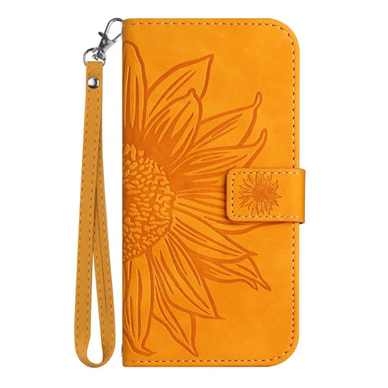 For Realme C75 Case Sunflower Imprint Leather Wallet Phone Cover with Wrist Strap