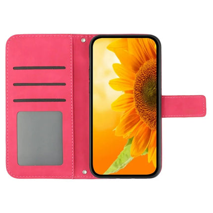 For Realme C75 Case Sunflower Imprint Leather Wallet Phone Cover with Wrist Strap