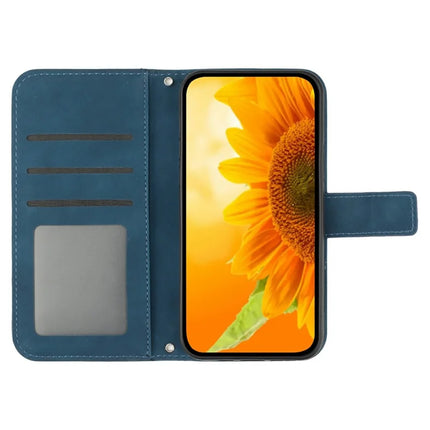 For Realme C75 Case Sunflower Imprint Leather Wallet Phone Cover with Wrist Strap
