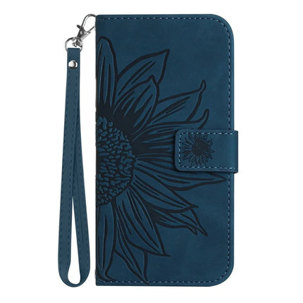 For Realme C75 Case Sunflower Imprint Leather Wallet Phone Cover with Wrist Strap