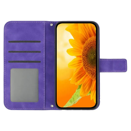 For Realme C75 Case Sunflower Imprint Leather Wallet Phone Cover with Wrist Strap