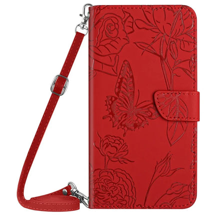 For Realme C75 Case Butterfly Flower Imprint Leather Phone Cover with Shoulder Strap