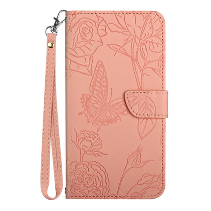 For Realme C75 Case Leather Phone Cover with Strap, Butterfly Flower Imprint