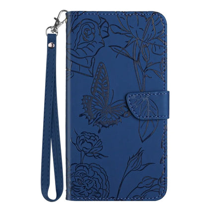 For Realme C75 Case Leather Phone Cover with Strap, Butterfly Flower Imprint