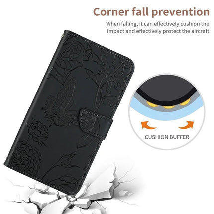 For Realme C75 Case Leather Phone Cover with Strap, Butterfly Flower Imprint