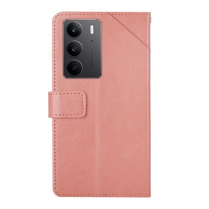 For Realme C75 Case Y-Shaped Lines Imprint Leather Phone Cover