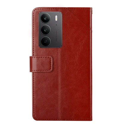 For Realme C75 Case Y-Shaped Lines Imprint Leather Phone Cover