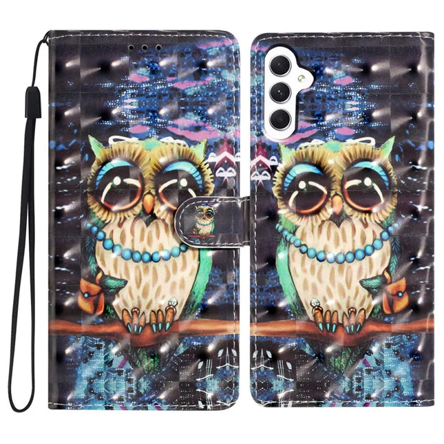 For Samsung Galaxy A26 5G Case PU Leather Wallet Phone Cover 3D Pattern Printing - Owl