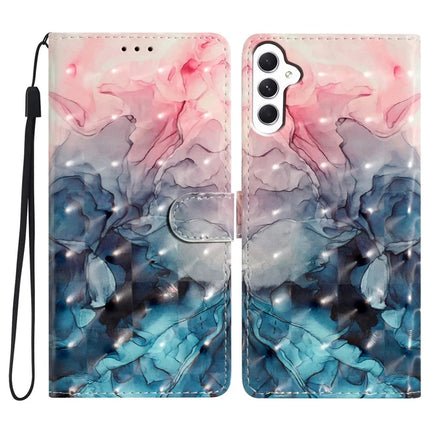 For Samsung Galaxy A56 5G Case PU Leather Wallet Phone Cover 3D Pattern Printing - Pink Blue Marble