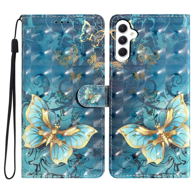 For Samsung Galaxy A56 5G Case PU Leather Wallet Phone Cover 3D Pattern Printing - Butterfly