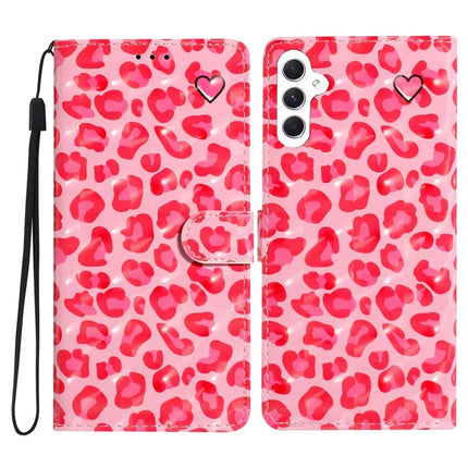 For Samsung Galaxy A56 5G Case PU Leather Wallet Phone Cover 3D Pattern Printing - Pink Leopard Print