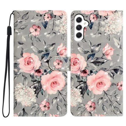 For Samsung Galaxy A56 5G Case PU Leather Wallet Phone Cover 3D Pattern Printing - Flowers
