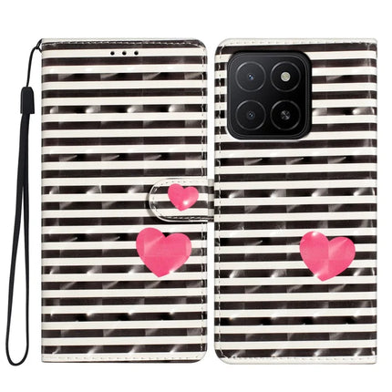 For Honor X5b / X5b Plus Case PU Leather Wallet Phone Cover 3D Pattern Printing - Stripes / Heart