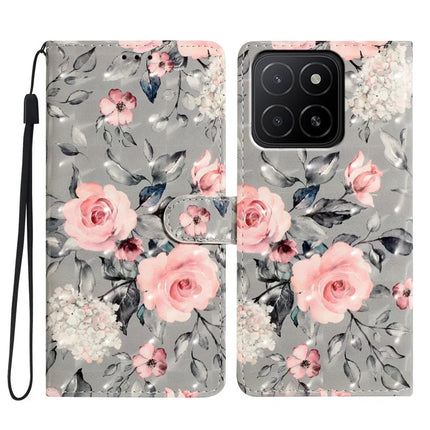 For Honor X5b / X5b Plus Case PU Leather Wallet Phone Cover 3D Pattern Printing - Flowers