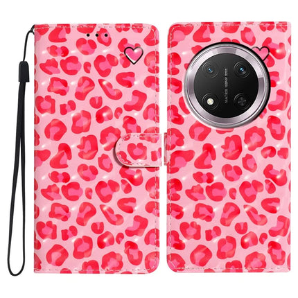 For Honor Magic7 Lite 5G / X9c 5G / X60 Pro 5G Case PU Leather Wallet Phone Cover 3D Pattern Printing - Pink Leopard Print