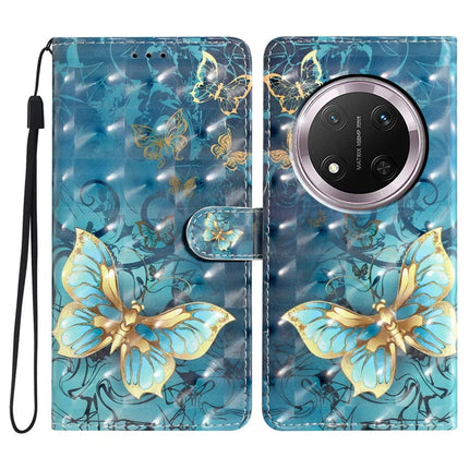 For Honor Magic7 Lite 5G / X9c 5G / X60 Pro 5G Case PU Leather Wallet Phone Cover 3D Pattern Printing - Butterfly
