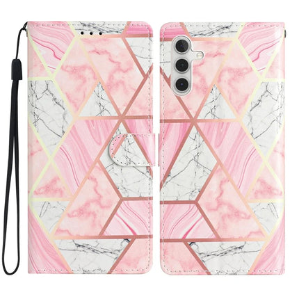 For Samsung Galaxy A56 5G Wallet Case PU Leather Pattern Printing Stand Phone Cover with Strap - Pink Marble