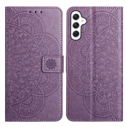 For Samsung Galaxy A56 5G Leather Case with Card Slots Mandala Pattern Phone Cover Stand - Purple