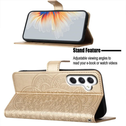 For Samsung Galaxy A56 5G Leather Case with Card Slots Mandala Pattern Phone Cover Stand