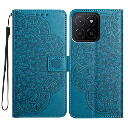 For Honor X5b Plus  /  X5b Leather Case with Card Slots Mandala Pattern Phone Cover Stand - Blue