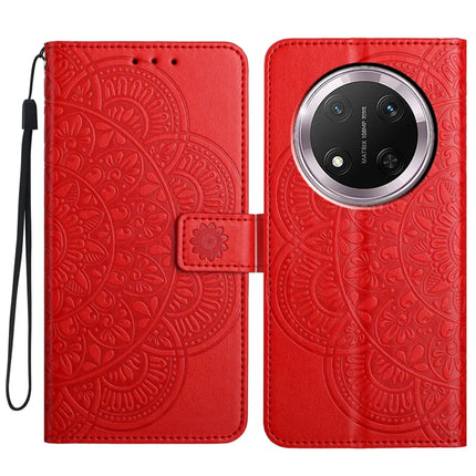 For Honor Magic7 Lite 5G / X9c 5G / X60 Pro 5G Leather Case with Card Slots Mandala Pattern Phone Cover Stand - Red