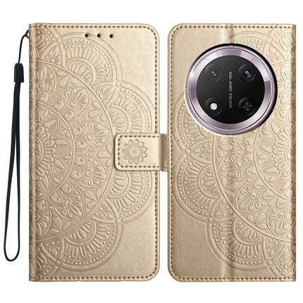 For Honor Magic7 Lite 5G / X9c 5G / X60 Pro 5G Leather Case with Card Slots Mandala Pattern Phone Cover Stand - Gold