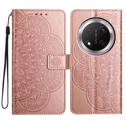 For Honor Magic7 Lite 5G / X9c 5G / X60 Pro 5G Leather Case with Card Slots Mandala Pattern Phone Cover Stand - Rose Gold
