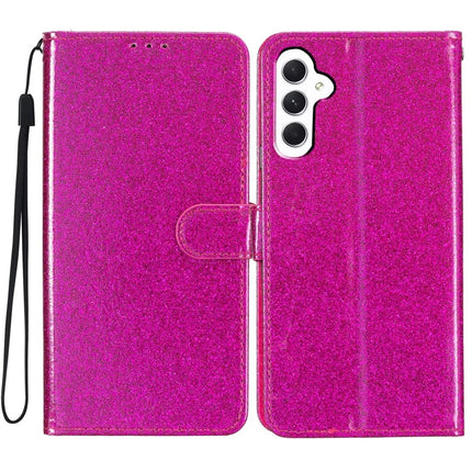 For Samsung Galaxy A26 5G Wallet Case Glitter Anti-Scratch Leather Phone Cover Stand - Rose