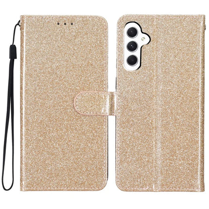 For Samsung Galaxy A26 5G Wallet Case Glitter Anti-Scratch Leather Phone Cover Stand - Gold